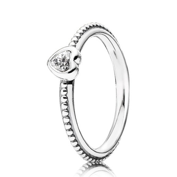 Pandora Heart Ring, Authentic, Sterling Silver, .5 Cubic Zirconium Stone, in Box - Picture 6 of 8